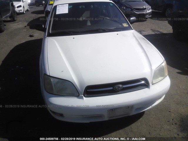 4S3BH635X17306563 - 2001 SUBARU LEGACY L WHITE photo 6