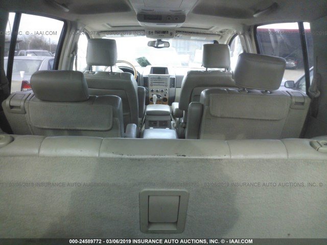 5N3AA08C75N811288 - 2005 INFINITI QX56 WHITE photo 8