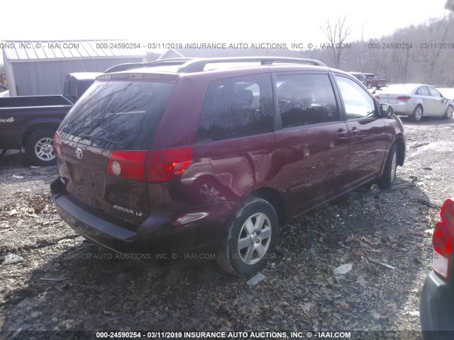 5TDZA23C96S447390 - 2006 TOYOTA SIENNA CE/LE MAROON photo 4