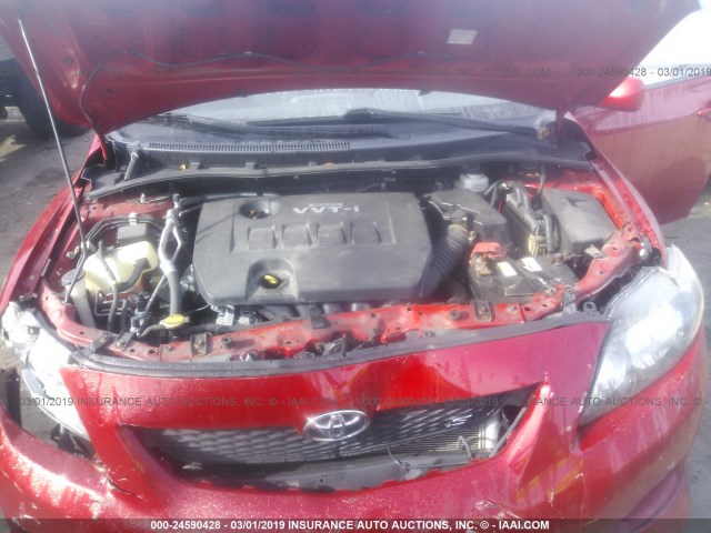 2T1BU4EE9AC421439 - 2010 TOYOTA COROLLA S/LE/XLE RED photo 10