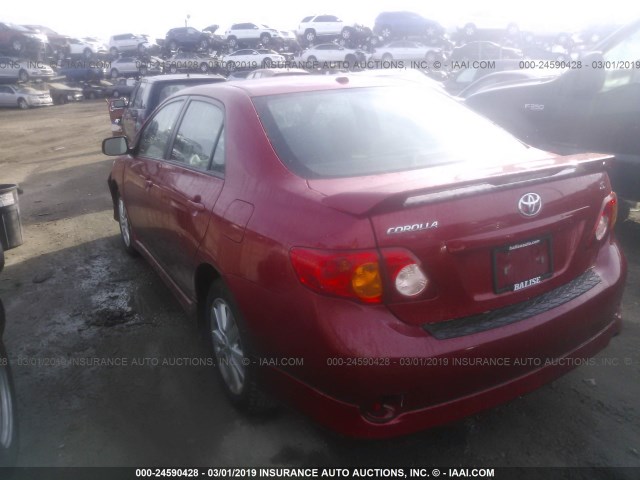 2T1BU4EE9AC421439 - 2010 TOYOTA COROLLA S/LE/XLE RED photo 3