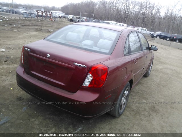 KL5JD56Z35K123661 - 2005 SUZUKI FORENZA S RED photo 4