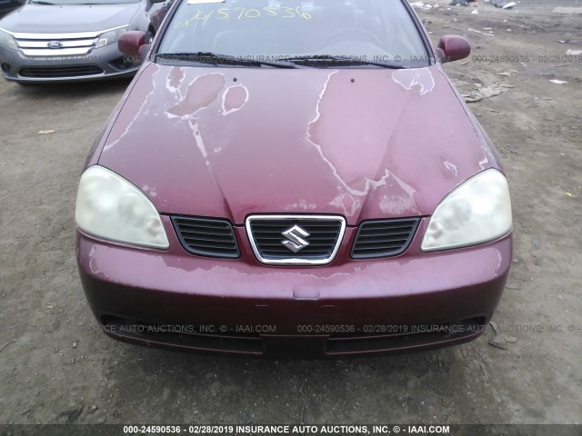 KL5JD56Z35K123661 - 2005 SUZUKI FORENZA S RED photo 6