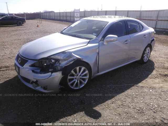 JTHBE5C23A5024333 - 2010 LEXUS IS 350 SILVER photo 2