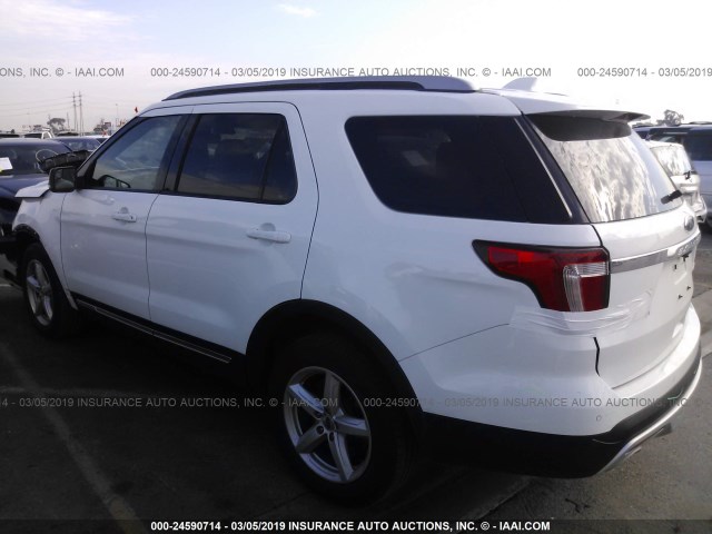 1FM5K7D83GGB59018 - 2016 FORD EXPLORER XLT WHITE photo 3