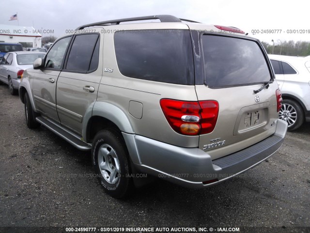 5TDZT34A72S108876 - 2002 TOYOTA SEQUOIA SR5 GOLD photo 3