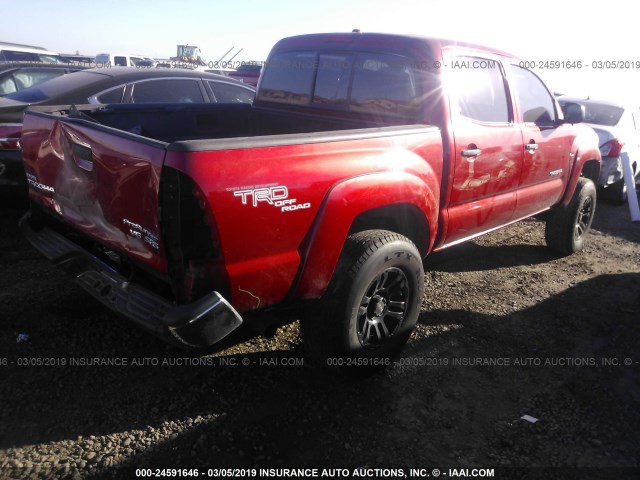 3TMJU62N59M073654 - 2009 TOYOTA TACOMA DOUBLE CAB PRERUNNER RED photo 4