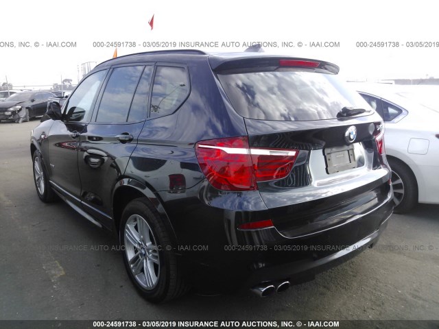 5UXWX5C57BL710345 - 2011 BMW X3 XDRIVE28I BLACK photo 3