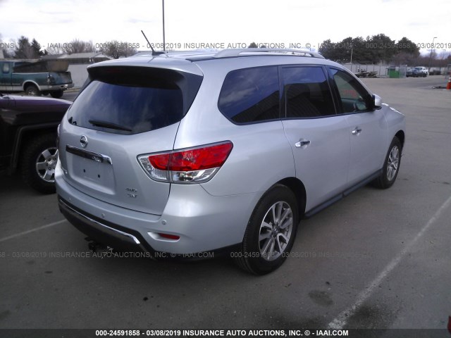 5N1AR2MMXEC618673 - 2014 NISSAN PATHFINDER S/SV/SL/PLATINUM SILVER photo 4