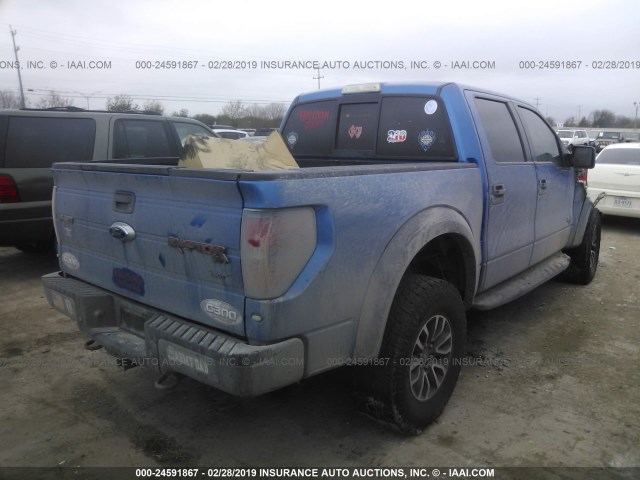 1FTFW1R64DFA29414 - 2013 FORD F150 SVT RAPTOR BLUE photo 4