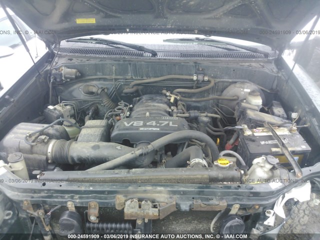 5TBDT44186S527219 - 2006 TOYOTA TUNDRA DOUBLE CAB SR5 GREEN photo 10