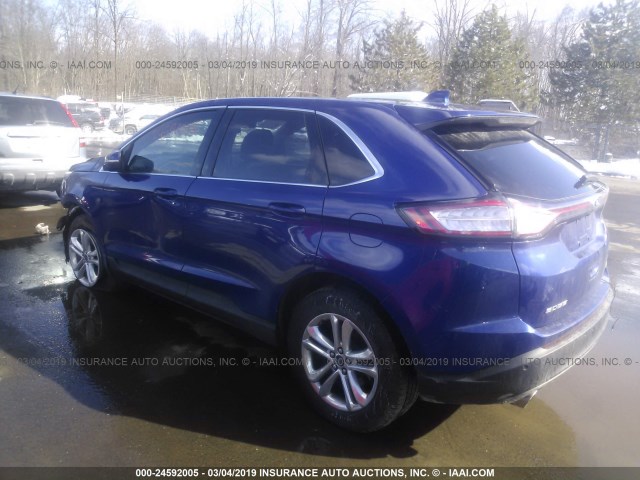 2FMTK4J86FBB94278 - 2015 FORD EDGE SEL BLUE photo 3