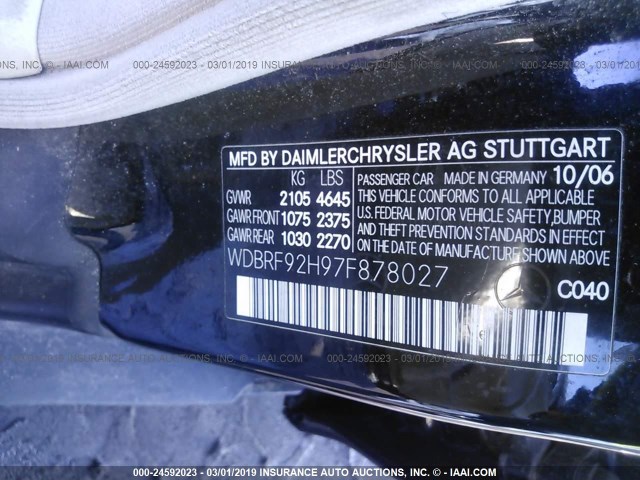 WDBRF92H97F878027 - 2007 MERCEDES-BENZ C 280 4MATIC BLACK photo 9