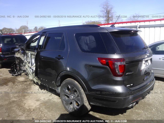 1FM5K8GT6JGC90666 - 2018 FORD EXPLORER SPORT GRAY photo 3