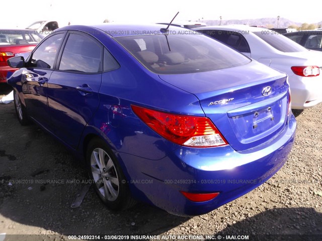 KMHCU4AE1CU063622 - 2012 HYUNDAI ACCENT GLS/GS/SE BLUE photo 3