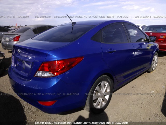 KMHCU4AE1CU063622 - 2012 HYUNDAI ACCENT GLS/GS/SE BLUE photo 4