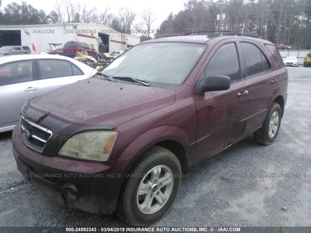 KNDJD733655412604 - 2005 KIA SORENTO EX/LX BURGUNDY photo 2