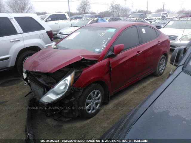 KMHCT4AE6EU628968 - 2014 HYUNDAI ACCENT GLS/GS RED photo 2