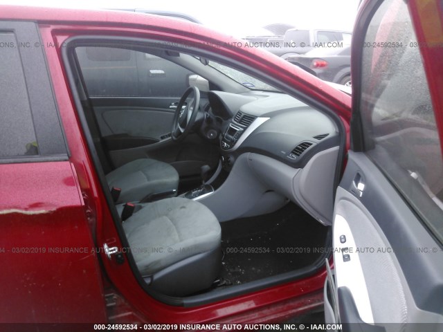 KMHCT4AE6EU628968 - 2014 HYUNDAI ACCENT GLS/GS RED photo 5