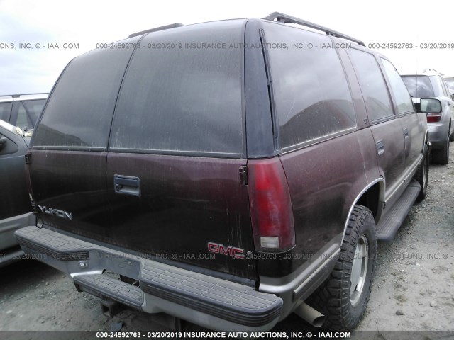 1GKEK13R0XJ798041 - 1999 GMC YUKON MAROON photo 4