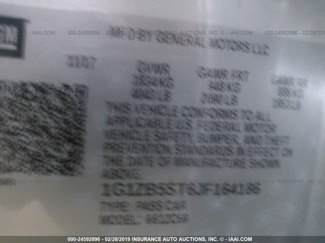 1G1ZB5ST6JF164186 - 2018 CHEVROLET MALIBU LS SILVER photo 9