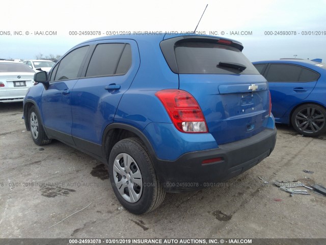 KL7CJKSB1FB147409 - 2015 CHEVROLET TRAX LS BLUE photo 3