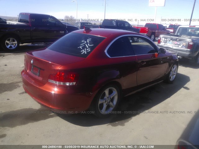 WBAUP735X9VK74767 - 2009 BMW 128 I RED photo 4