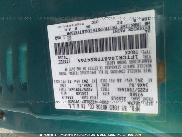 1FTCR10A8TPB54744 - 1996 FORD RANGER BEIGE photo 9