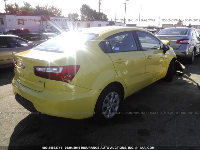 KNADM4A30G6685501 - 2016 KIA RIO LX YELLOW photo 4