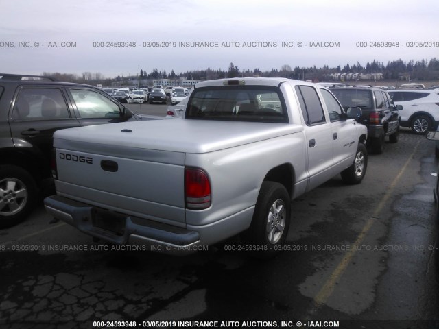 1B7HL2AXX1S241703 - 2001 DODGE DAKOTA QUAD SILVER photo 4