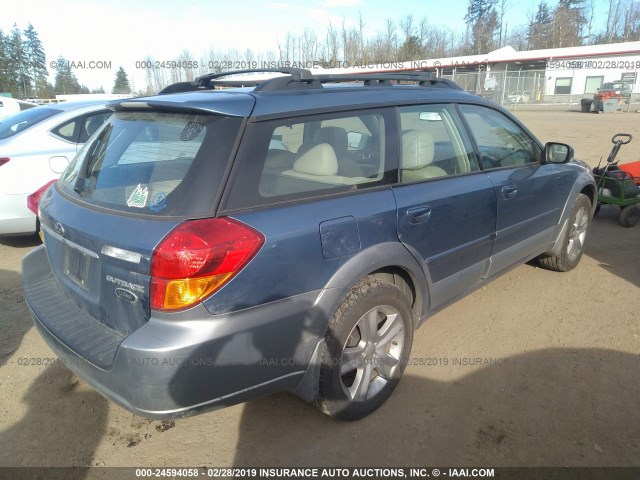 4S4BP86C074307364 - 2007 SUBARU LEGACY OUTBACK 3.0R LL BEAN BLUE photo 4