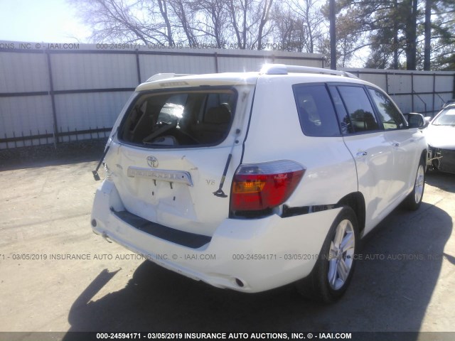 JTEDS42A582040398 - 2008 TOYOTA HIGHLANDER LIMITED WHITE photo 4