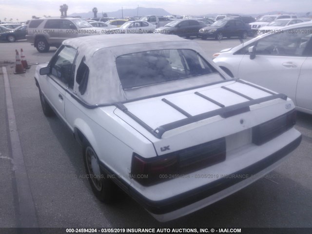 1FABP44A9HF227474 - 1987 FORD MUSTANG LX WHITE photo 3