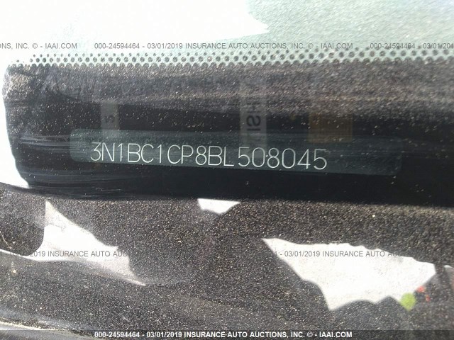 3N1BC1CP8BL508045 - 2011 NISSAN VERSA S/SL BLACK photo 9
