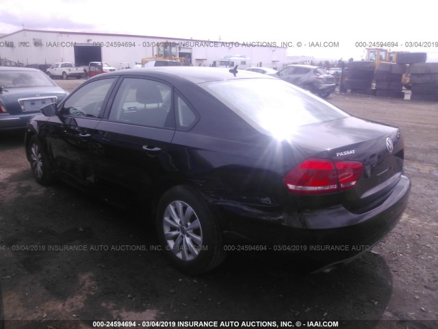 1VWAP7A33CC024794 - 2012 VOLKSWAGEN PASSAT S BLACK photo 3