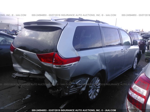 5TDYK3DC4BS145898 - 2011 TOYOTA SIENNA XLE/LIMITED SILVER photo 4