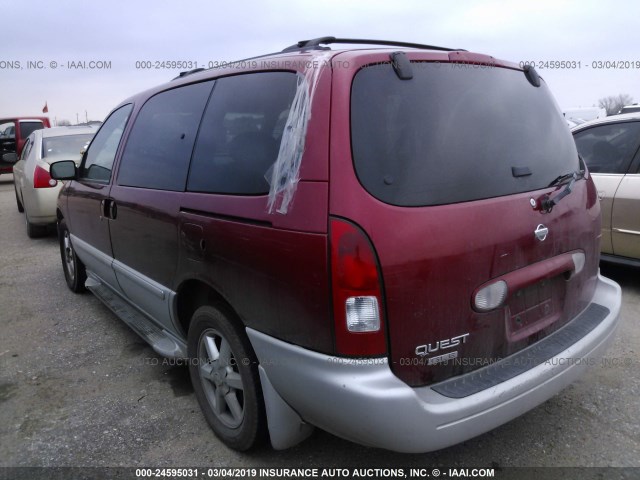 4N2ZN17T82D801864 - 2002 NISSAN QUEST GLE RED photo 3
