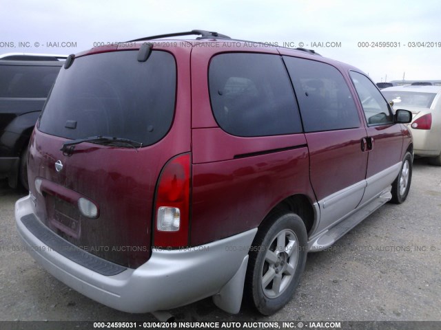 4N2ZN17T82D801864 - 2002 NISSAN QUEST GLE RED photo 4