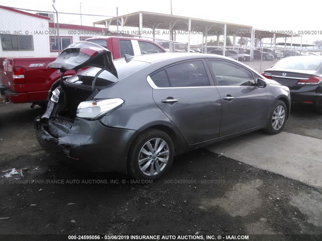 KNAFX4A85E5088200 - 2014 KIA FORTE EX GRAY photo 4