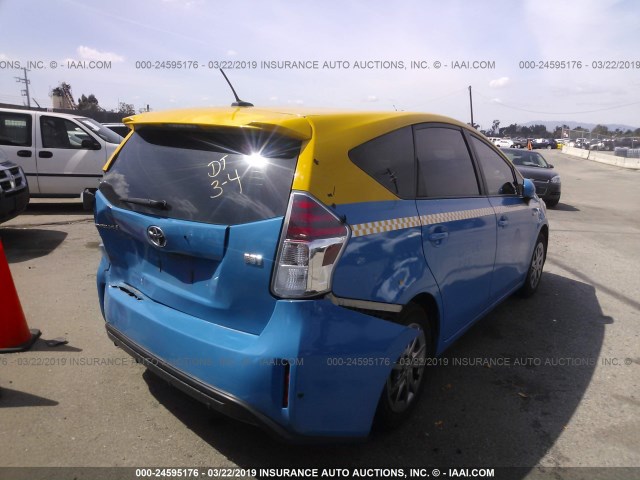 JTDZN3EU4FJ024052 - 2015 TOYOTA PRIUS V BLUE photo 4