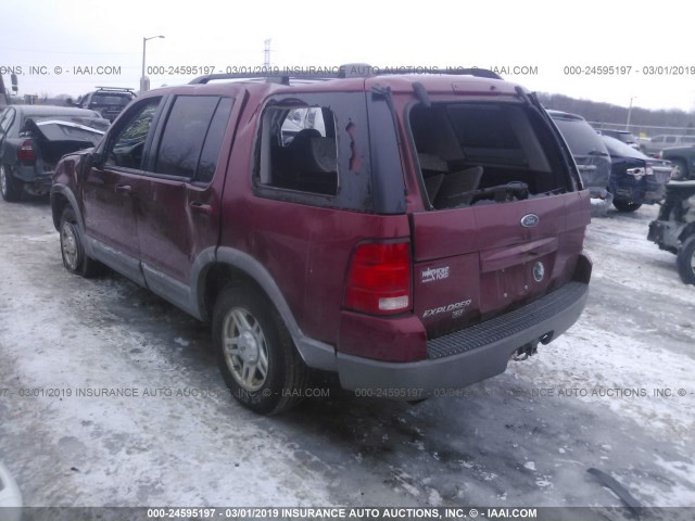 1FMZU73E02UC15476 - 2002 FORD EXPLORER XLT MAROON photo 3