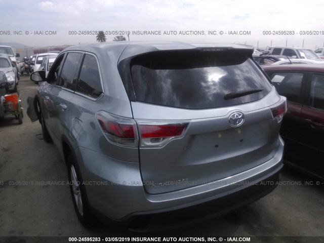 5TDZARFH7GS021554 - 2016 TOYOTA HIGHLANDER LE SILVER photo 3