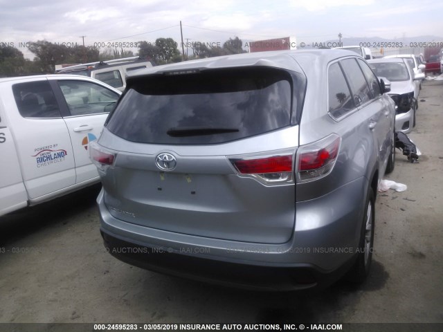 5TDZARFH7GS021554 - 2016 TOYOTA HIGHLANDER LE SILVER photo 4