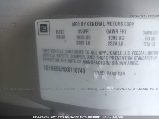 1G1NE52J4X6110740 - 1999 CHEVROLET MALIBU LS TAN photo 9