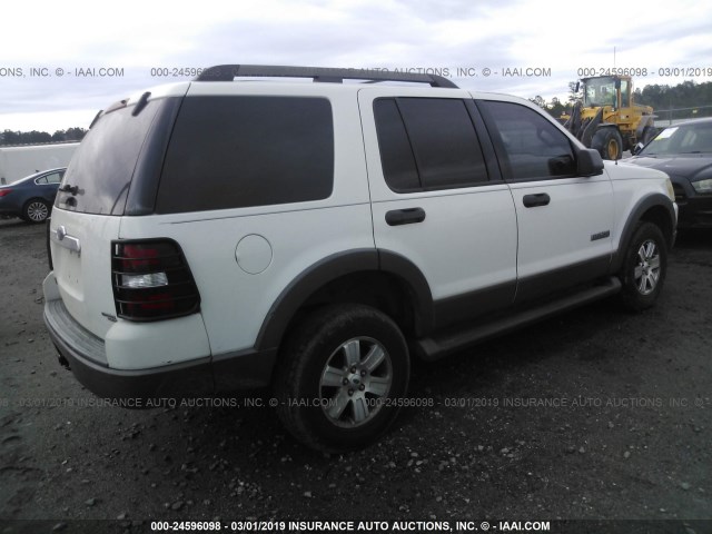 1FMEU63E76UB36076 - 2006 FORD EXPLORER XLT WHITE photo 4