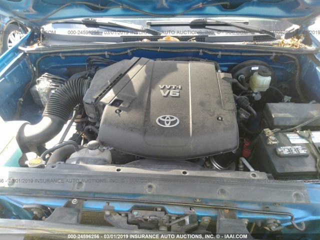 5TEJU4GN0AZ719574 - 2010 TOYOTA TACOMA DOUBLE CAB PRERUNNER BLUE photo 10