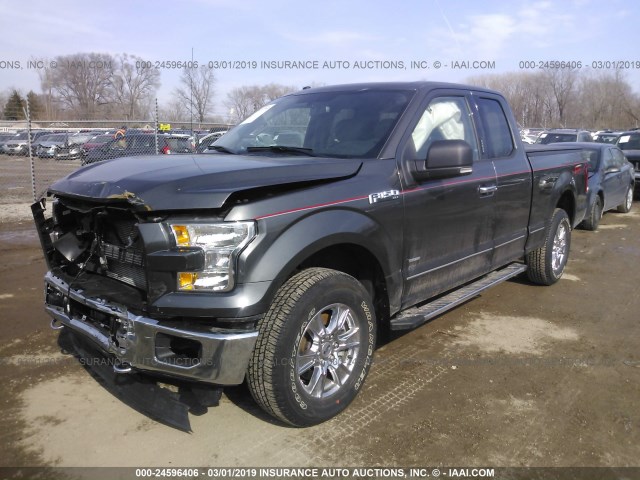 1FTEX1EP3GKF77231 - 2016 FORD F150 SUPER CAB GRAY photo 2