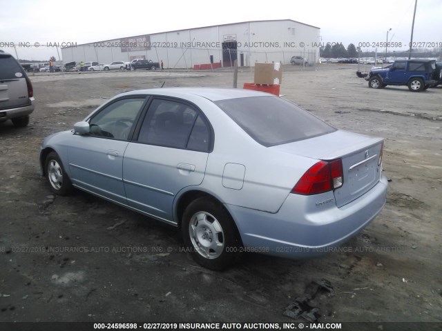 JHMES96623S019687 - 2003 HONDA CIVIC HYBRID Light Blue photo 3