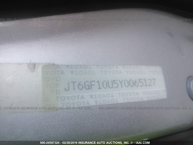 JT6GF10U5Y0065127 - 2000 LEXUS RX 300 SILVER photo 9