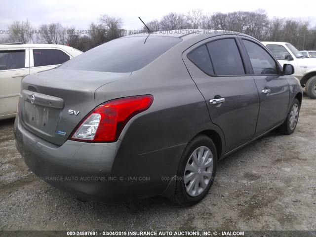 3N1CN7AP8CL888378 - 2012 NISSAN VERSA S/SV/SL GRAY photo 4